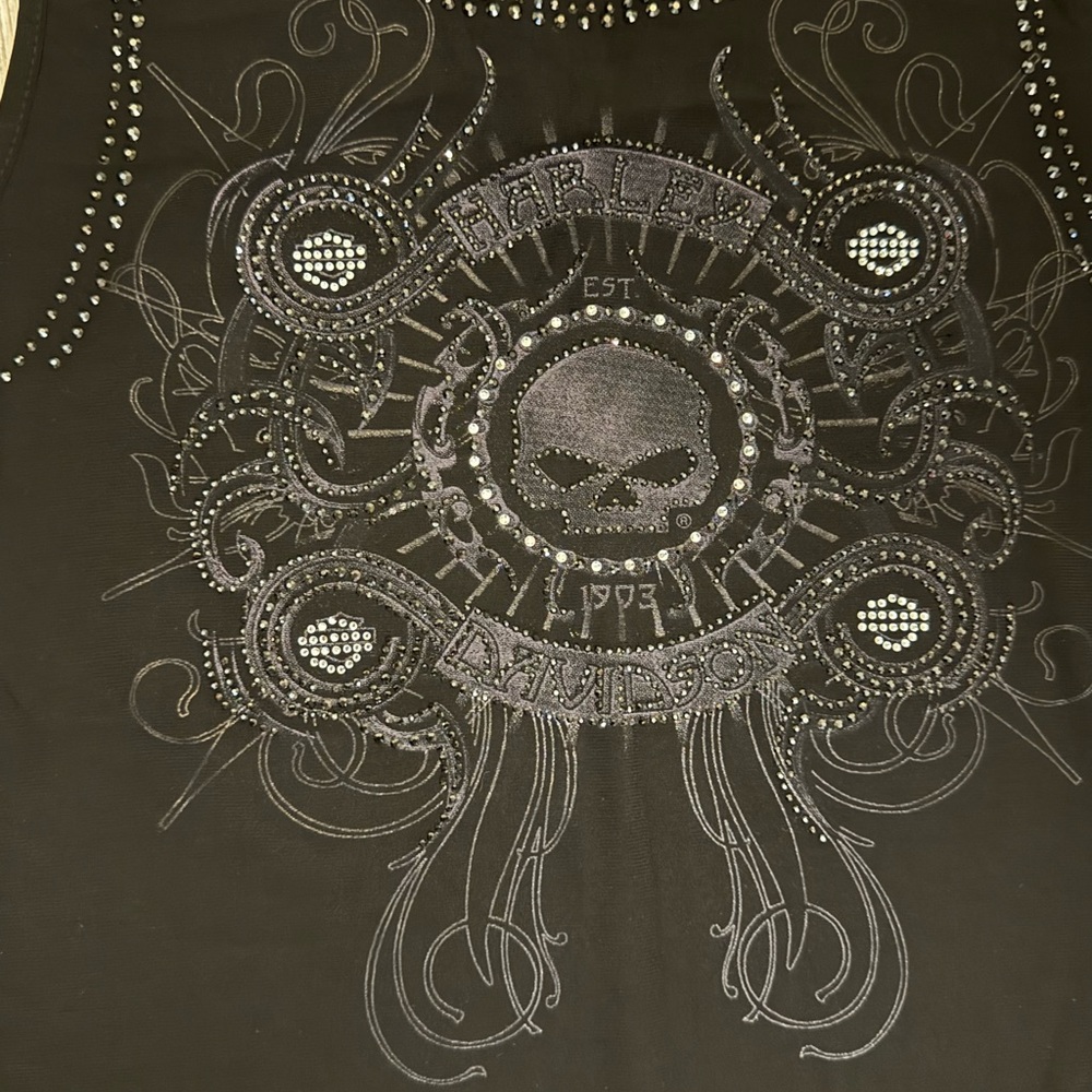 Harley Davidson black tank top w/bling - Picture 3 of 5